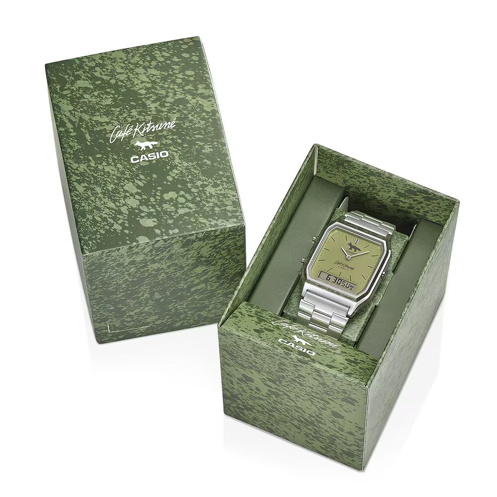 Casio x Maison Kitsune Cafe AQ-230ECK-3A Silver/Matcha - ON HAND READY TO SHIP!